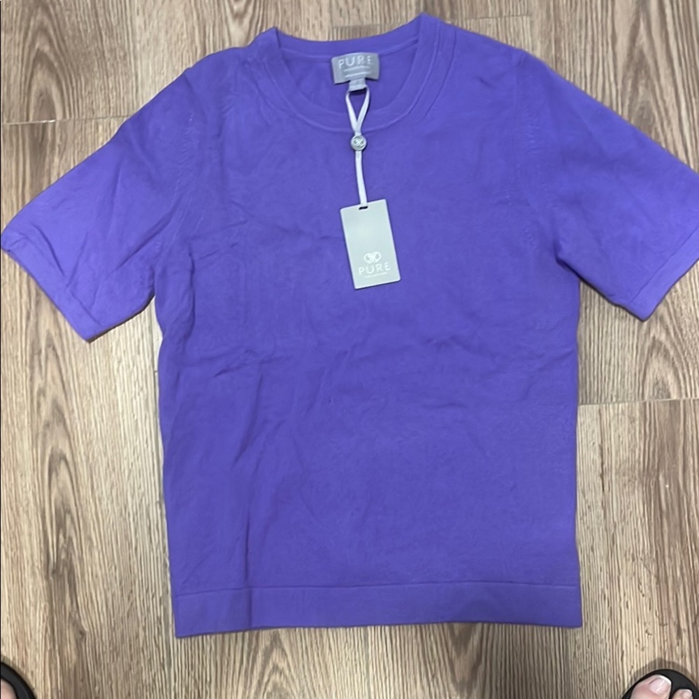 Pur Purple Crew Neck Sweater Vibrant Knit Essential
